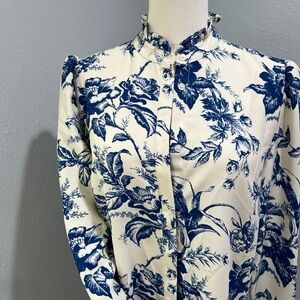 Philosophy Blue and White toile Blouse